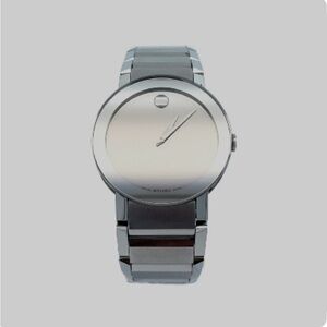 NWOT Movado Stainless Steel Sapphire Mirror Round Dial Link Watch